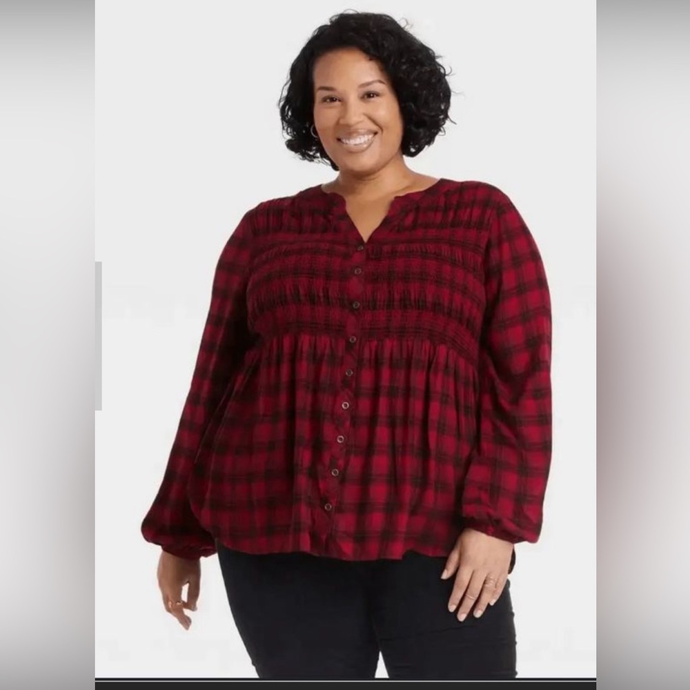 Knox Rose Plus Size Plaid Blouse